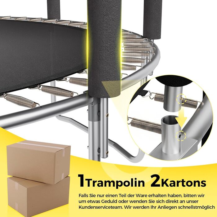 Трамплін Sekey Outdoor Ø 244/305/366 см - сертифікований TÜV Rheinland GS, дитячий, для саду з безпечним мотузковим драбиною, посиленим захисним сіткою та захисним бордюром (Чорний, 366 см/12 футів)