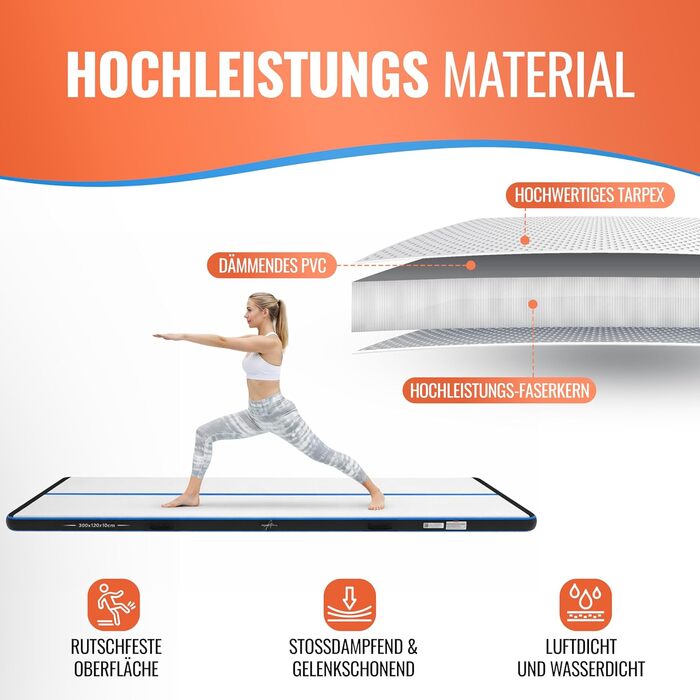 Airtrack мат для гімнастики надувний 3/4/5м, 120см, 10/20см, з електронасосом, ремонтним набором та сумкою 400x120x20см