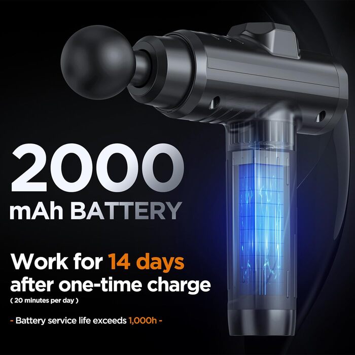 Масажер для м'язів: пістолет для масажу з 10 насадками, 30 швидкостей та LCD-екраном для розслаблення тіла, спини та плечей