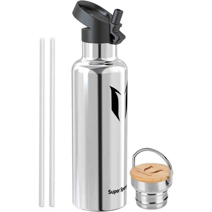 Термос-пляшка Super Sparrow з нержавіючої сталі - 350мл/500мл/620мл/750мл/1л - Без витоку, BPA-Free - Для дітей, спорту, школи, фітнесу - З 2 кришками