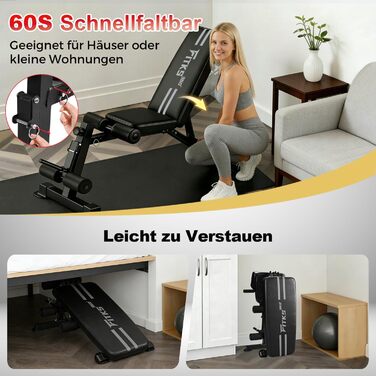 Багатофункціональна розкладна лава для гантелей 13 в 1, регульована фітнес-лава для дому, тренажер для вправ на прес та всього тіла, витримує до 400 кг