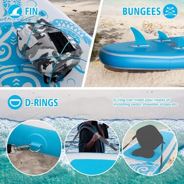 Надлегка SUP-дошка FEATH-R-LITE для дорослих, широка та стійка, з преміум аксесуарами (весло, сумка, насос), синя