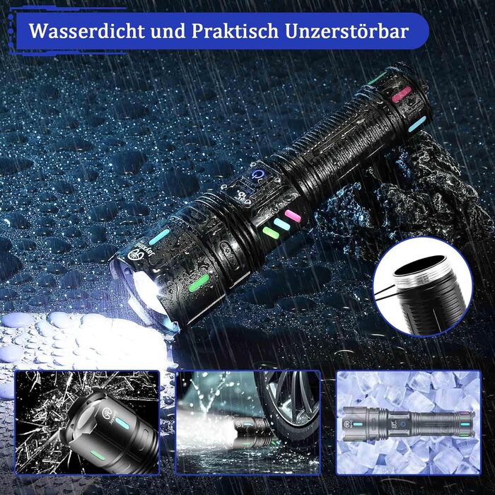 Ліхтар налобний LED Jayxinli 1,000,000 люмен, надпотужний, водонепроникний IPX7, 5 режимів, зум, акумулятор 5000 mAh, для кемпінгу та відпочинку на природі