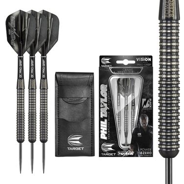 Darts Target Phil Taylor Power 8-Zero 1 (21/23/25г) - сталеві дротики з вольфраму 80%, чорні