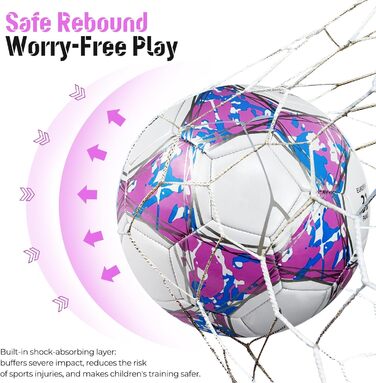 Дитячий футбольний м'яч розмір 5, рожевий, з насосом, сіткою та сумкою. Стандартний тренувальний м'яч з шкіри для дітей.