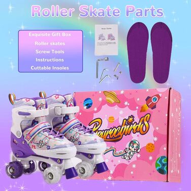 Роликові ковзани для дітей з LED підсвічуванням, регульовані, зручні та дихаючі, фіолетовий колір, розмір L (39-42)