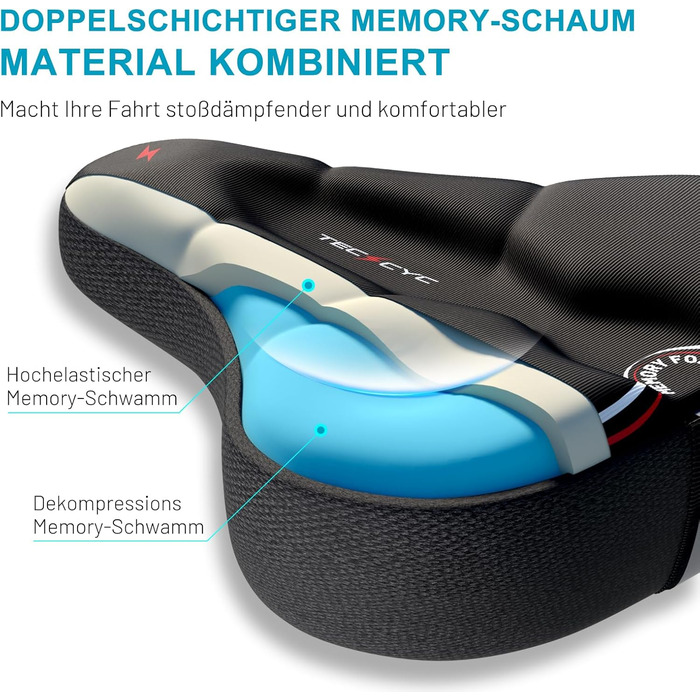 Покриття на велосипедний сідло з двошаровою піною Memory Foam, ергономічне крісло для велосипеда, для жінок та чоловіків. Підходить для більшості велосипедів. Перед покупкою виміряйте сідло. YG57