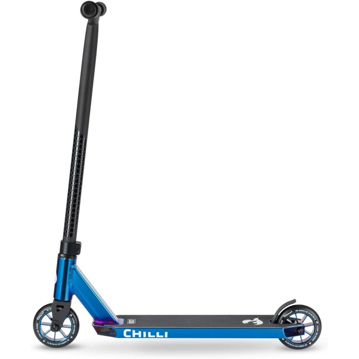 Трюковий самокат Chilli Pro Scooter Rocky Vol. 3, 82 см, 110 мм PU колеса, ABEC 9, синій неохром, для початківців