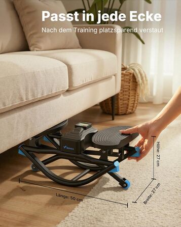 Еліптичний тренажер MERACH з низьким рівнем впливу, U-подібний степер з 3D-рухом, тихий кардіо-тренажер з LCD-дисплеєм для підрахунку часу, кроків та калорій, з неслизькими педалями, компактний для дому та квартири, 2511