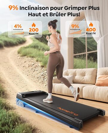 Walking Pad з нахилом (4%/9%) – компактне бігове полотно для дому з регулюванням нахилу, 1-8 км/год, з підключенням до додатку та пультом дистанційного керування, подвійним амортизатором, до 120 кг, без монтажу, портативне з вбудованими роликами – для офі