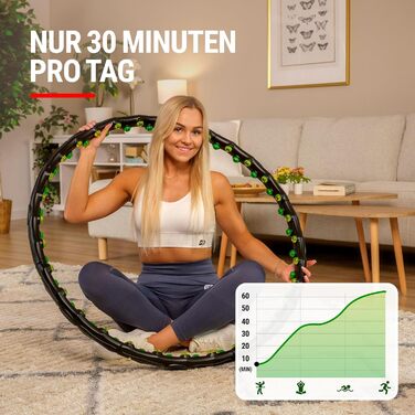 Обруч Hop-Sport Hula Hoop для дорослих, 64 масажні виступи, 8 секцій, 98 см – масажний хулахуп для схуднення та тренування пресу