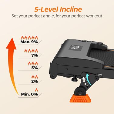Біговий доріжка Lichico Walking Pad з регулюванням нахилу 9%, Bluetooth, LED дисплей, 2.5HP для дому та офісу