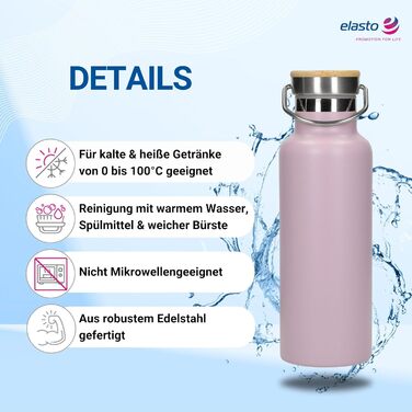 Сталева термофляка 500 мл з ручкою, фіолетового кольору: ізольована, не протікає, для роботи, спорту та піших прогулянок