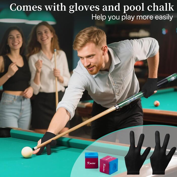 Набір більярдних київ Kmise Pool-Queue-Stick Set – 147 см, канадський клен, професійні, для дорослих, різні кольори, для барів, дому, київ для більярдного столу