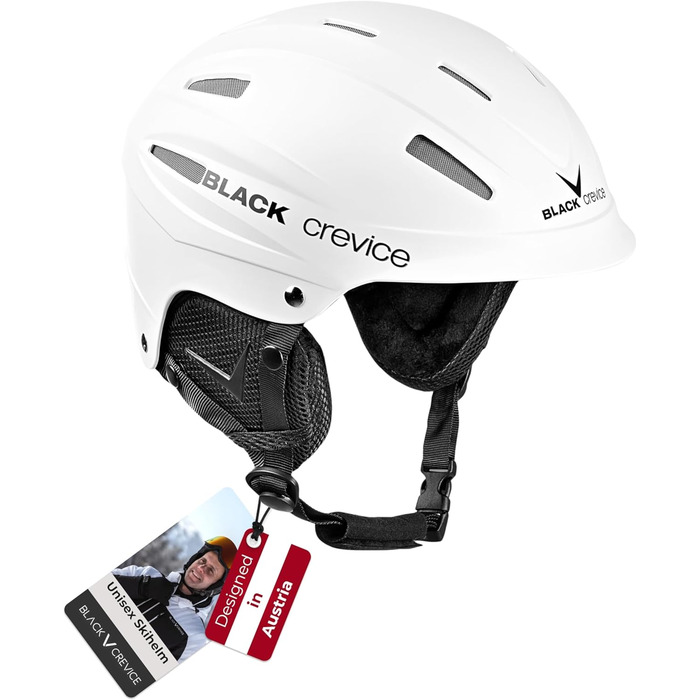 Чорний шлем для гірськолижного спорту Crevice Ischgl – міцний, спортивний, дихаючий, регульований, розмір S, білий