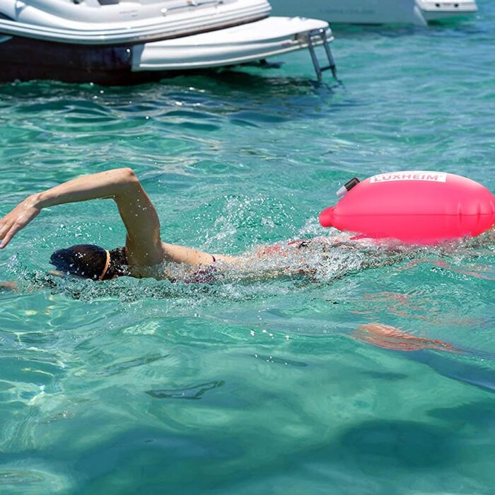 2 шт. буї для плавання Schwimmen Schleppschwimmer для відкритої води, яскраві, водонепроникні, надувні з ПВХ, Dry Bag для тріатлону, жовтий/рожевий