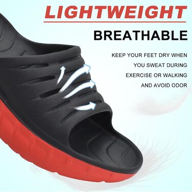 Чоловічі сандалі KuaiLu ортопедичні для підтримки склепіння стопи, червоно-чорні, 40 EU - літні пляжні шльопанці