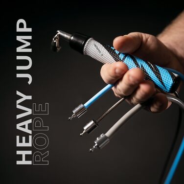 Важкий стрибучий скакалка для дорослих Hererope з змінними навантаженнями (1/2.7 кг, 1/1.8 кг, 1/2.9 кг), 360° обертання, регульована довжина, ергономічна шкіряна ручка - для фітнесу та схуднення, блакитна
