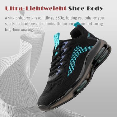 Кросівки чоловічі Hitmars з повітряною подушкою, розмір 39-48 (сітка, чорний/зелений)