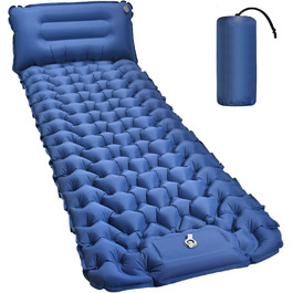 Каремат Amtake самонадувний, 10 см, для кемпінгу, туристичний, ультралегкий, з насосом, водонепроникний, для відпочинку на природі, пікніків, пляжу, блакитний