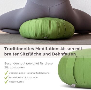 Подушка для медитації Bodhi Zafu ECO: Класична кругла подушка для йоги з органічної бавовни та дрібного жита, висота 19 см (оливково-зелений)