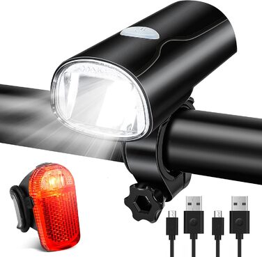 LED-велофара з заднім ліхтарем, комплект, водонепроникний, USB-зарядка, для дітей та дорослих