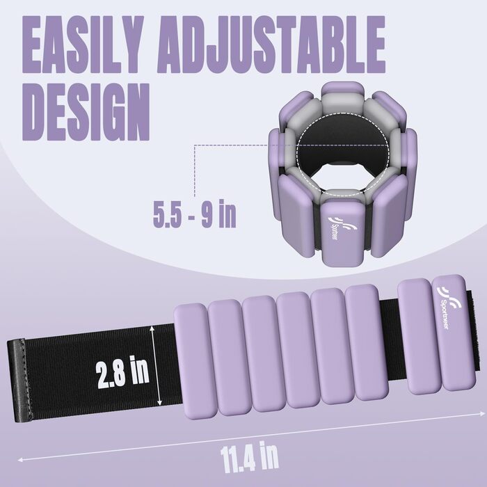 Набір манжет для ніг Sportneer 2 шт. (0,5 кг та 1 кг) для йоги, танців, аеробіки (0,5 кг*2, фіолетовий)