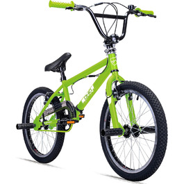 BMX велосипед Bergsteiger Ohio 20 дюймів, 360° ротор, фрістайл, 4 сталеві пеги, захист ланцюга, вільний хід, матовий токсично-зелений