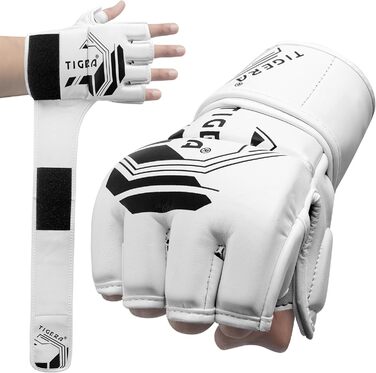 Рукавички для MMA TIGERA: бокс, кікбоксинг, муай-тай, спаринги (S/M, білі)