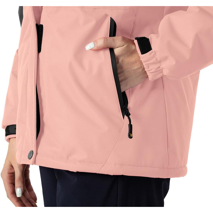 Жіноча зимова куртка YSENTO: водонепроникна, тепла флісова, функціональна з капюшоном, рожевий колір