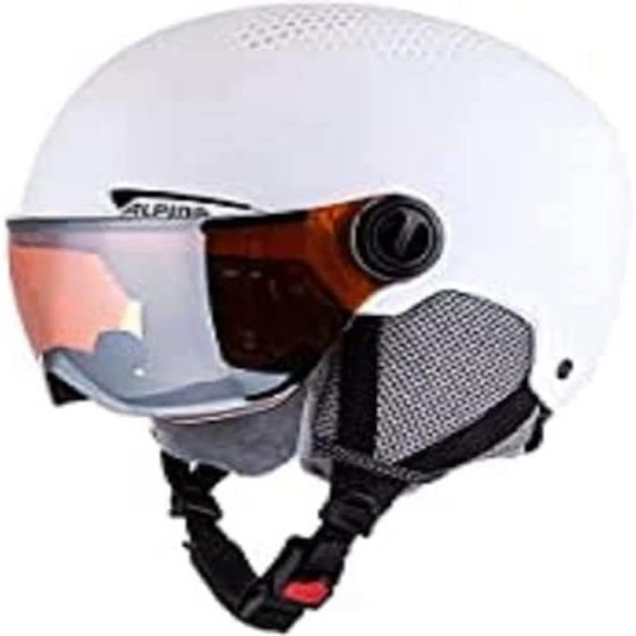 ALPINA ARBER VISOR Q-LITE – Легкий лижний шолом з візором для дорослих, білий матовий, 51-55 см, контрастне скло