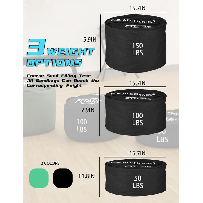 Мішок для тренувань Fitarc Sandsack - 150LB (зелений) - для крос-тренінгу та силових вправ
