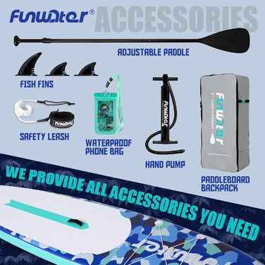 Надувний SUP-борд FunWater 11'10'6: комплект з аксесуарами (весло, насос, сидіння)