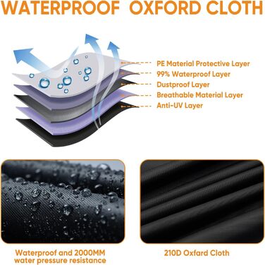 Накладна ковдра для мотоцикла Neverland Outdoor, 295x110x140 см, водонепроникна, 300D, гараж для мотоцикла, внутрішнє використання, з отворами для замка, світловідбиваюча, чорно-помаранчевий колір