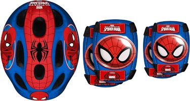 Дитячий шолом із регульованою талією, наколінники та налокітники Spiderman, синій