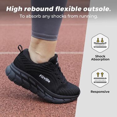 Жіночі кросівки FitVille для бігу та ходьби, дихаючі, чорні (40 EU, широка колодка)