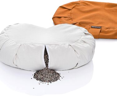 Подушка для йоги BODYMATE Halbmond 42x30x15 см, помаранчева – гречана лузга, бавовняний чохол (машинне прання)
