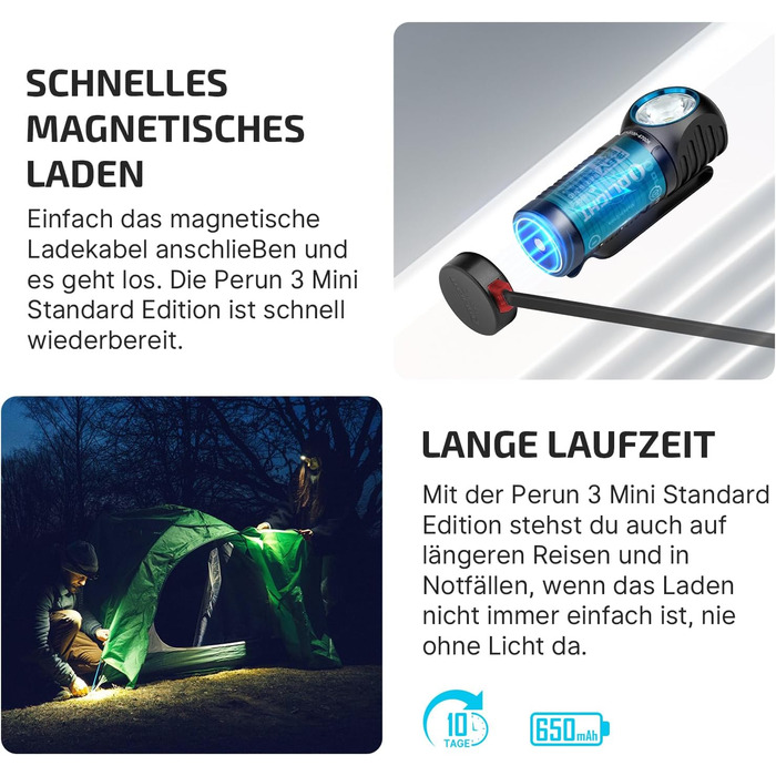 OLIGHT Perun 3 Mini - ліхтар налобний LED акумуляторний, 920 люмен, HCRI, 8 режимів, IPX8, для активного відпочинку, риболовлі, чорний