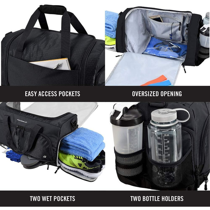 Сумка для спортзалу FocusGear Ultimate Gym Bag 2.0, водостійка, 10 відділень, міцна, зелена, 29,8×26,7×50,8 см