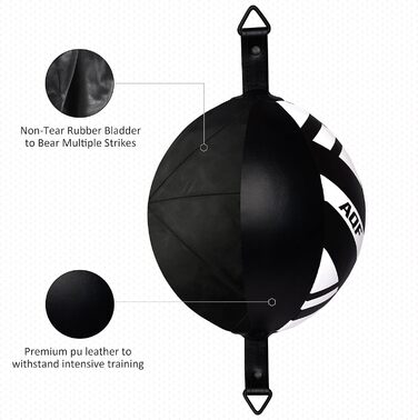 Набір боксерського м'яча AQF Boxen: боксерська груша, м'яч для швидкості, шкіряний, для тренувань, чорний/білий