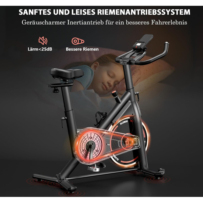 Велотренажер для дому з LCD-монітором, тихий ергометр spinning bike, фітнес-велосипед до 160 кг, для кардіотренувань