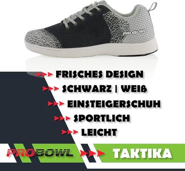 Боулінг-шоу EMAX Pro Bowl - Taktika для чоловіків, жінок та юніорів. Чорно-білі боулінг-шоу, розмір 38,5-46 (EU)