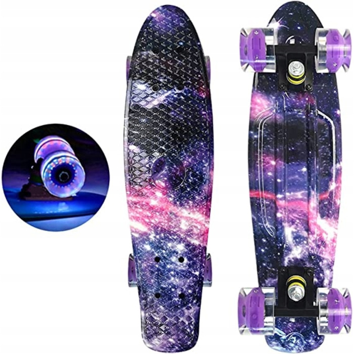 Пенні-борд MalPlay Fiszka, рожевий, 56 см, світлодіодні колеса LED, підшипники ABEC-7