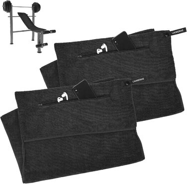 Рушники з мікрофібри Liamerhe 120x50 см (2 шт.) з кишенею на блискавці та антиковзаючою фіксацією - для фітнесу, тренажерного залу, чоловікам та жінкам