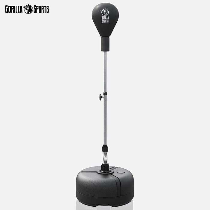 Боксерський м'яч GORILLA SPORTS® з підставкою, регульована висота 120-156 см, включає мішок для боксу, самостійна підставка, боксерський тренажер для дорослих, спидбол, боксерський мішок