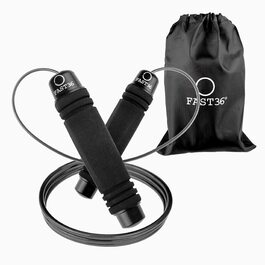 Стрибкове канат FAST36 для дорослих: професійний, регульований, з м'якими ручками та підшипниками. Ідеально для фітнесу, боксу та схуднення. Чорний.
