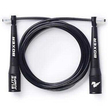Стрибальний скакалка Elite Jumps Boxer 3.0 для дорослих, PVC Speed Rope для боксу, кросфіту та кардіо, регульована, чорна
