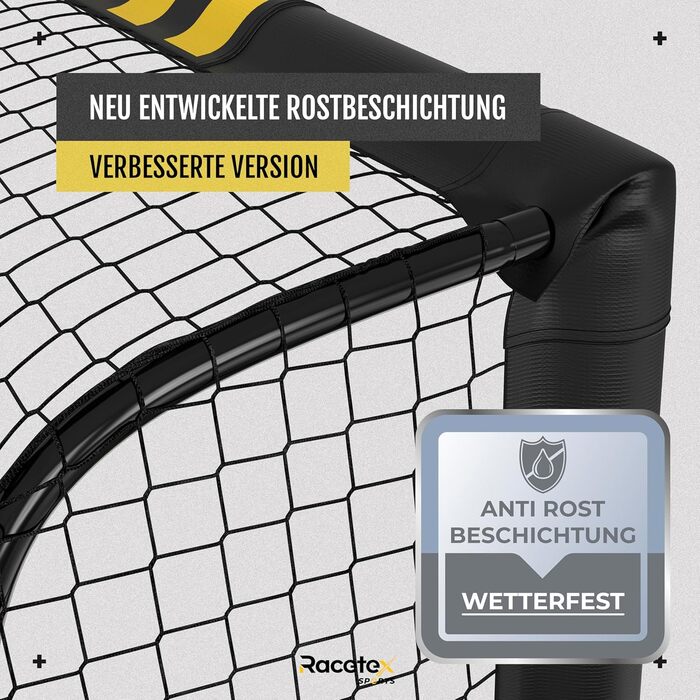 Футбольні ворота Racetex для саду, дітей і дорослих з антикорозійним покриттям, з анкерами для ґрунту та повною амортизацією