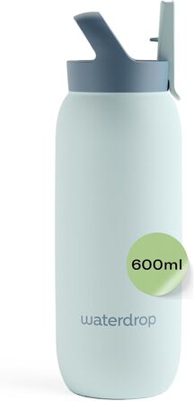 Термос-бутилка waterdrop® 600 мл з трубочкою – ізольована сталева пляшка для напоїв, 24 год холоду, 6 годин тепла, герметична, ударостійка, BPA Free, для посудомийки