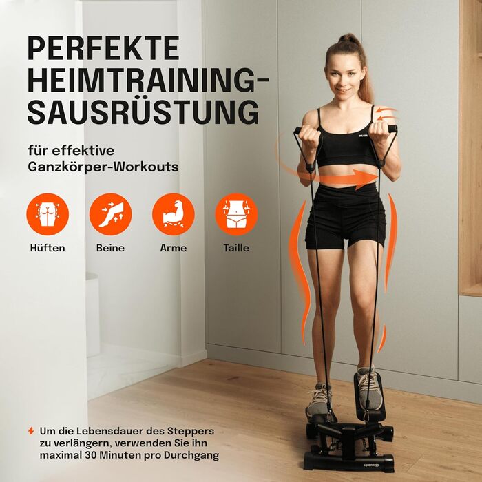 Степпер для дому з еспандерами 120 кг, Twist Mini Stepper з регульованою висотою педалей і гідравлічними циліндрами, тренажер для всього тіла з опором, модель Z2